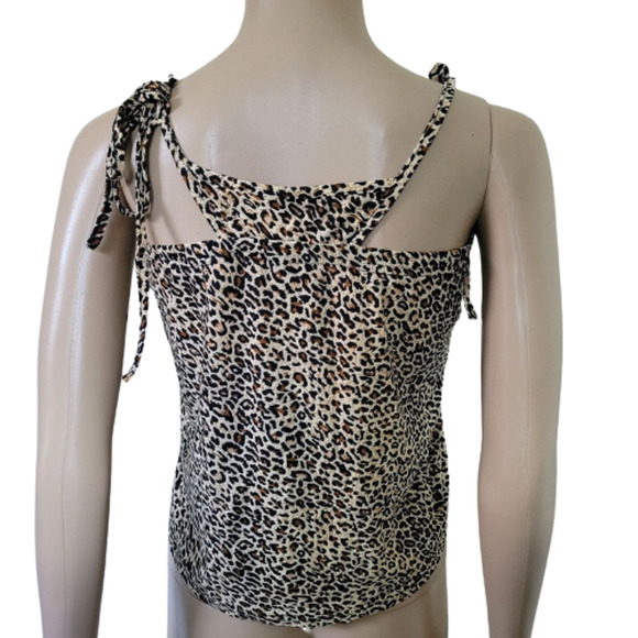 Shein Women Brown Leopard Print Sleeveless Halter Neck Cropped Top Size 6 - Picture 4 of 9